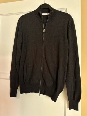 J.Lindeberg Dark Charcoal Full-Zip Sweater